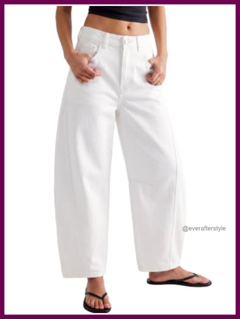 Women's Mid Rise Barrel Jeans Cropped Denim Stretch Relaxed Fit